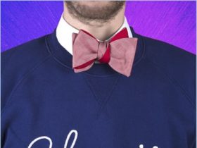 Cinabre noeud papillon Chevron rouge made in france