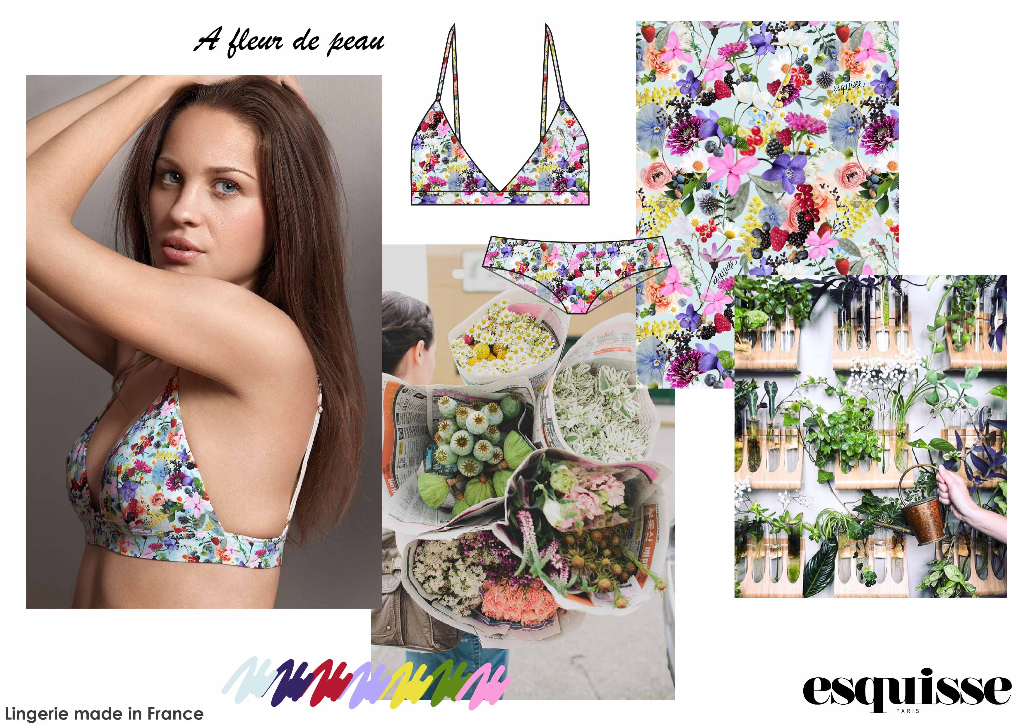 Esquisse inspiration moodboard SS17 flower a fleur de peau
